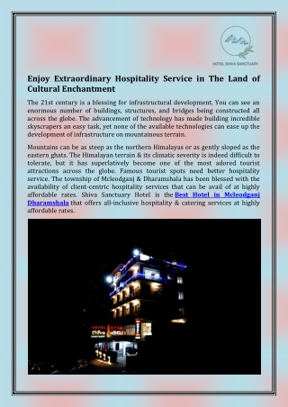 Best Hotel in Mcleodganj Dharamshala