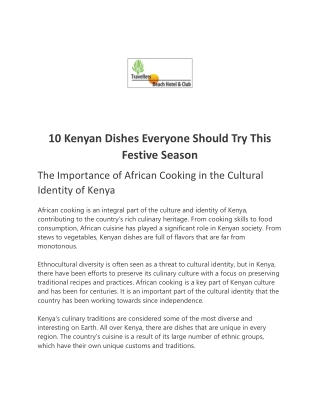 10 Kenyan Dishes Everyone Should Try This Festive Season