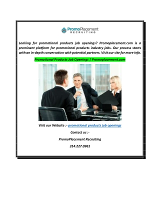 Promotional Products Job Openings  Promoplacement.com