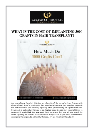 What is the Cost of Implanting 3000 Grafts in Hair Transplant?