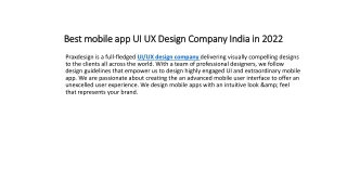 Best mobile app UI UX Design Company India in 2022