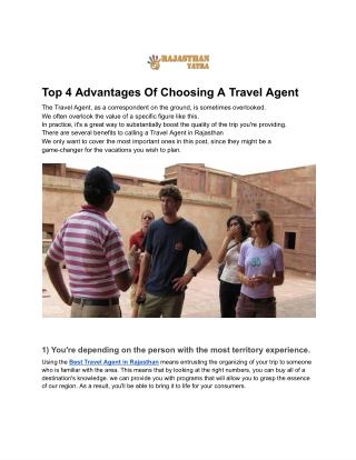 Top 4 Advantages Of Choosing A Travel Agent