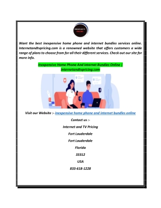Inexpensive Home Phone And Internet Bundles Online  Internetandtvpricing.com