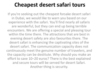 Cheapest desert safari tours