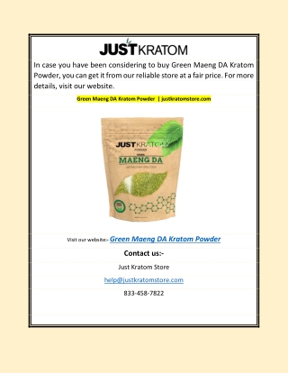 Green Maeng DA Kratom Powder  | justkratomstore.com