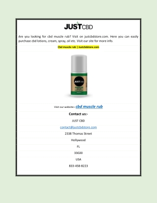 Cbd muscle rub | Justcbdstore.com