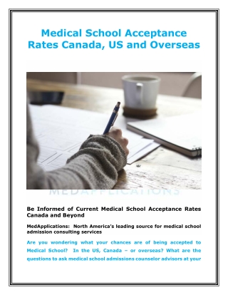 Medical School Acceptance Rates Canada, US and Overseas