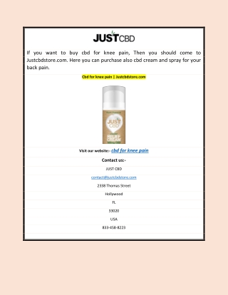 Cbd for knee pain  Justcbdstore.com