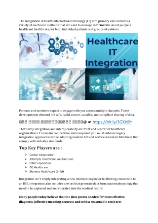 Healthcare IT Integration Market |Growth |Trends | Forecast