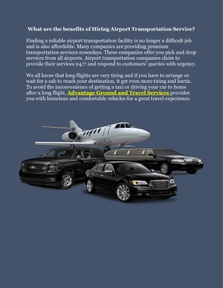 What are the benefits of Hiring Airport Transportation Service?