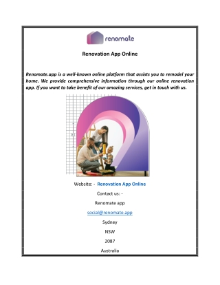 Renovation App Online  Renomate.app