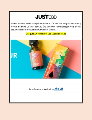 Eine gute Art von Hanföl Cbd |justcbdstore.de