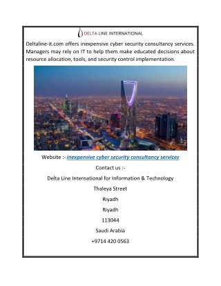 Inexpensive Cyber Security Consultancy Services  Deltaline-it.com