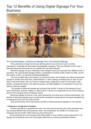 Top 12 Benefits of Using Digital Signage For Your Business