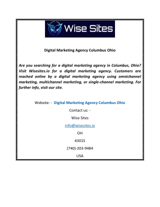 Digital Marketing Agency Columbus Ohio  Wisesites.io