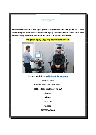 Whiplash Injury Calgary  Backneckrehab.com
