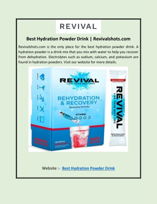 Best Hydration Powder Drink | Revivalshots.com