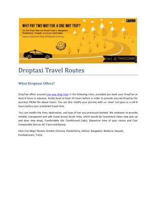 Droptaxi Travel Routes