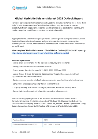 2021 Herbicide Safeners Industry Global Analysis Report