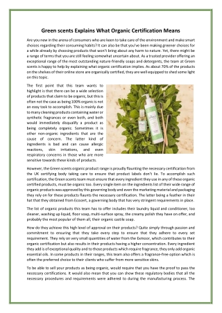 Green scents Explains What Organic Certification Means