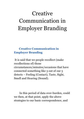 Creative Communication in Employer Branding