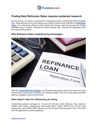 Finding Best Refinance Rates requires sustained research