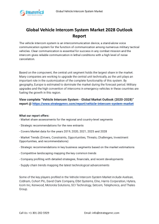 2021 Vehicle Intercom System Industry Global Analysis Report