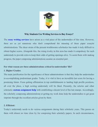 Why Students Use Writing Services to Buy Essays