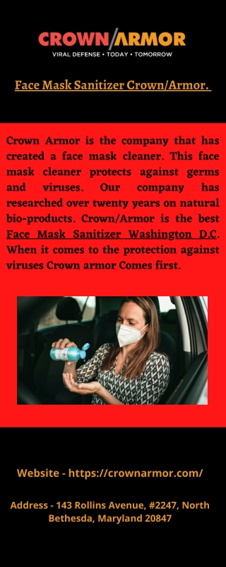 Face Mask Sanitizer Crown/Armor.