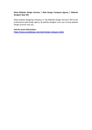 Need Website Design Services | Web Design Company Agency
