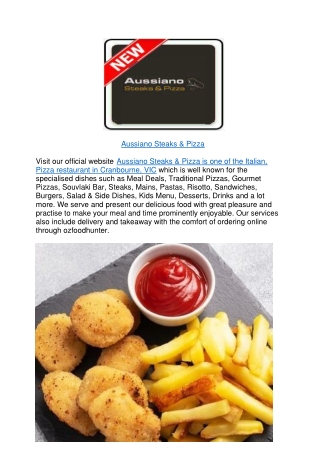 10% off - Aussiano Steaks & Pizza Restaurant Cranbourne menu,VIC
