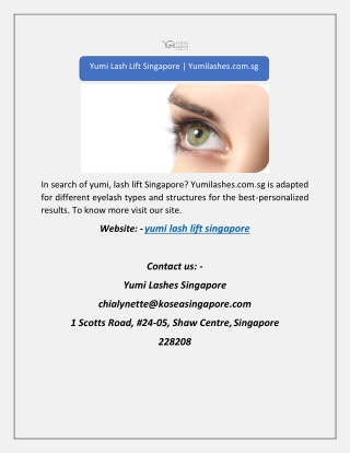 Yumi Lash Lift Singapore | Yumilashes.com.sg