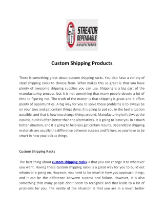 Custom Shipping Products