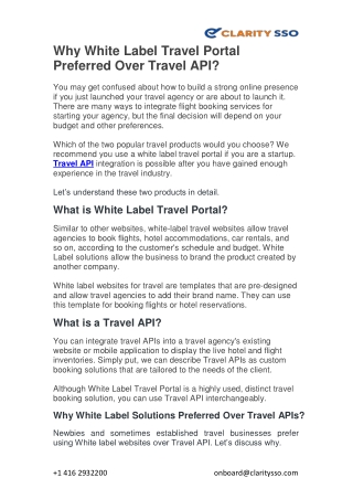Why White Label Travel Portal Preferred Over Travel API
