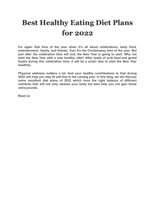 Best Healthy Eating Diet Plans for 2022