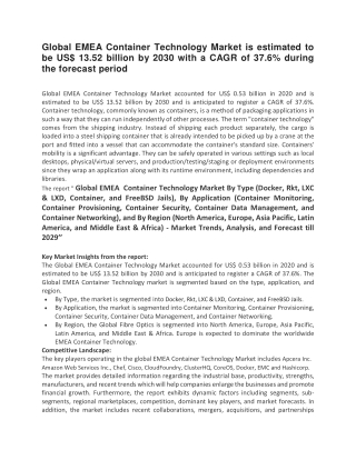 Global EMEA Container Technology Market