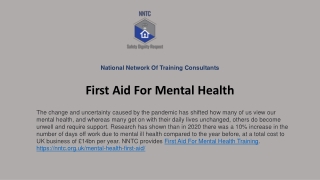 First Aid For Mental Health Training