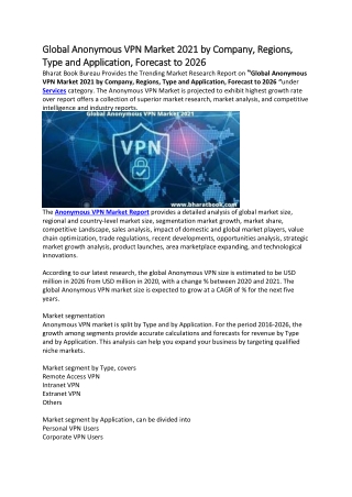 Global Anonymous VPN Market Research Report (2021-2026)