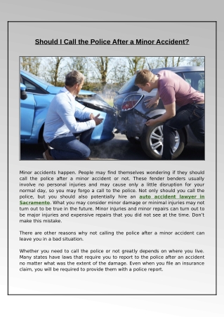 What Can I Do If Involved In a Minor accident?