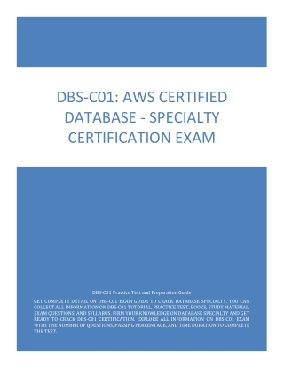 DBS-C01: AWS Certified Database - Specialty Exam | Start Your Preparation
