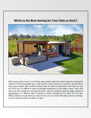 Which Awning Design Perfect For Your Patio or Deck Area?