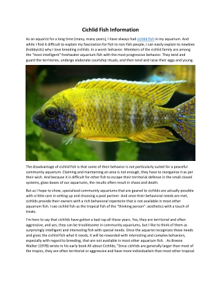 Cichlid Fish Information