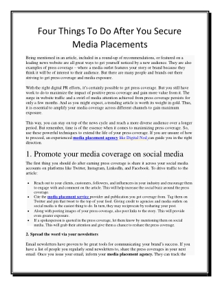 Four Things To Do After You Secure Media Placements