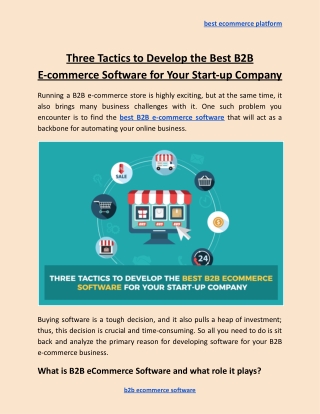 Three Tactics to Develop the Best B2B E-commerce Software for Your Start-up Company