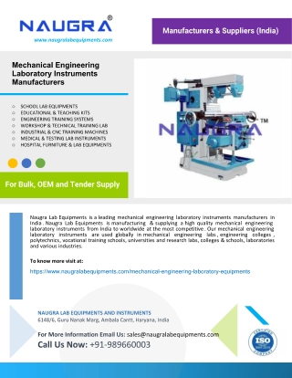Mechanical Engineering Laboratory Instruments Manufacturer