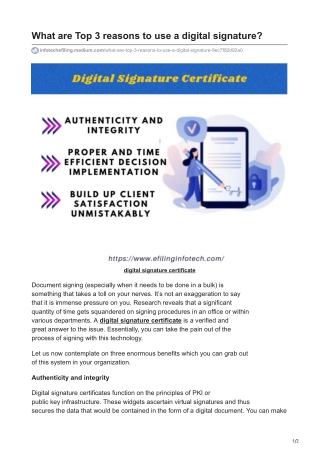 What are Top 3 reasons to use a digital signature?