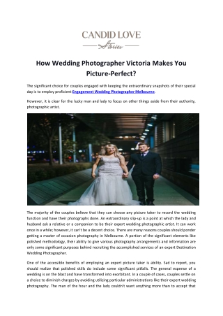 How Wedding Photographer Victoria Makes You Picture-Perfect?