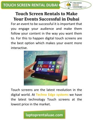 Touch Screen Rentals to Make Your Events Successful in Dubai