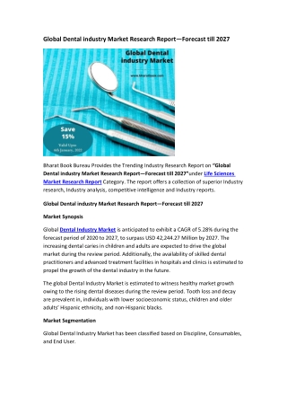Global Dental industry Market Research Report—Forecast till 2027