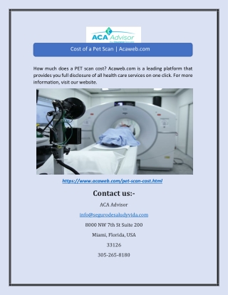 Cost of a Pet Scan | Acaweb.com